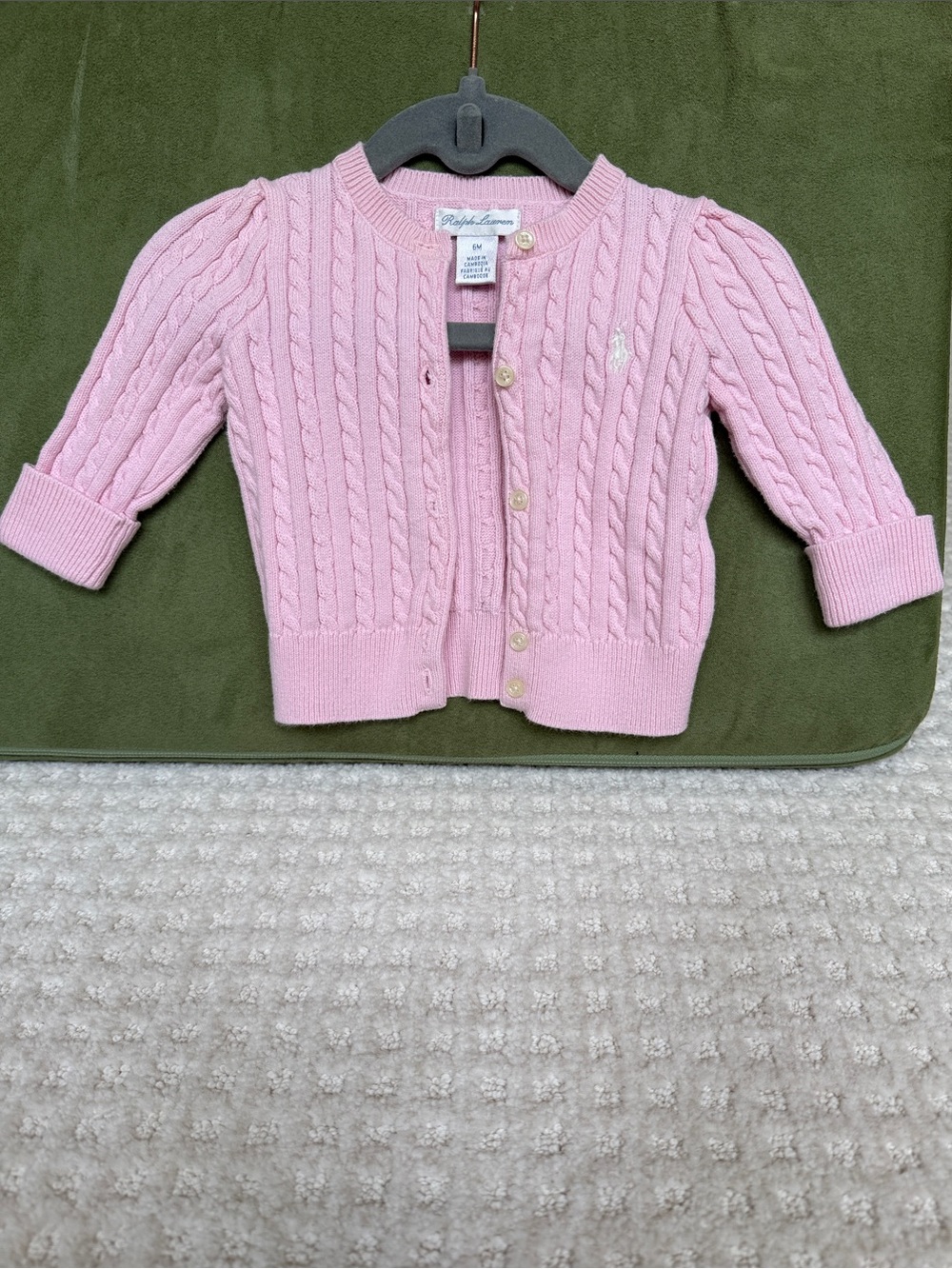 Ralph Lauren Baby Pink Cable Knit Cardigan - Baby